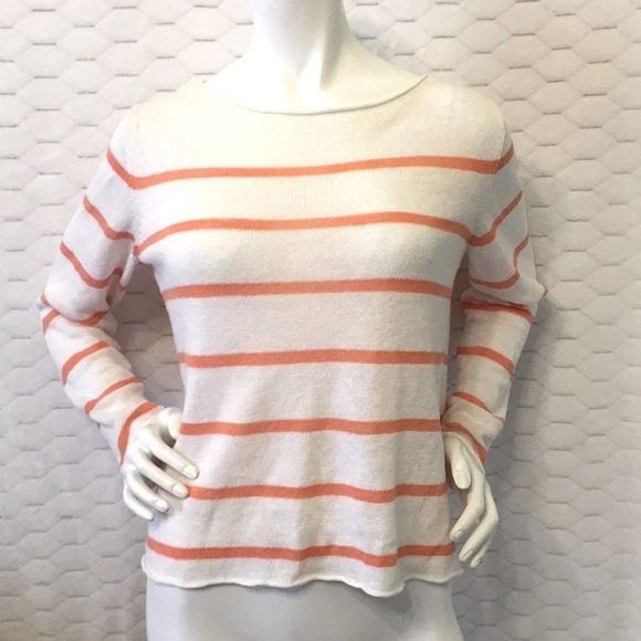 Eileen Fisher Fine Gage Thin Striped Linen Sweater XS - Picture 2 of 4